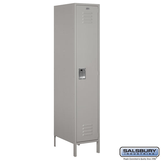 Salsbury 18" Wide Single Tier Standard Metal Locker - 1 Wide - 6 Feet High - 21 Inches Deep - Gray - Assembled - Sweatfully