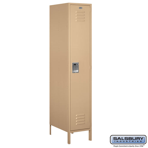 Salsbury 18" Wide Single Tier Standard Metal Locker - 1 Wide - 6 Feet High - 21 Inches Deep - Tan - Unassembled - Sweatfully