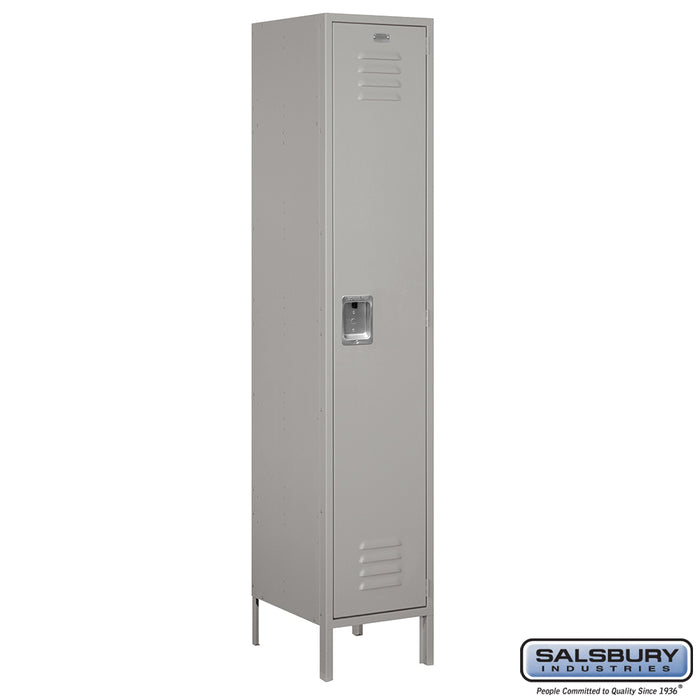 Salsbury 18" Wide Single Tier Standard Metal Locker - 1 Wide - 6 Feet High - 18 Inches Deep - Gray - Unassembled - Sweatfully