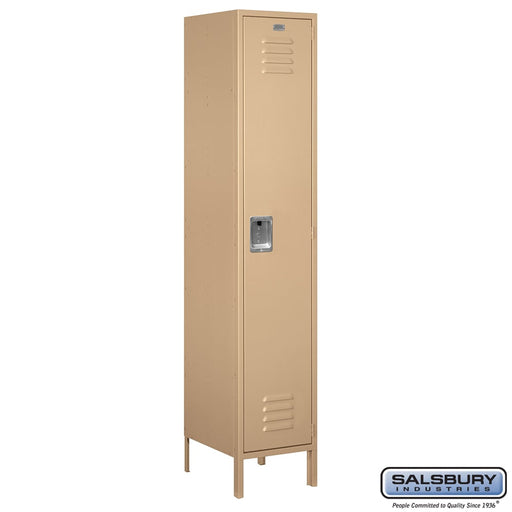 Salsbury 18" Wide Single Tier Standard Metal Locker - 1 Wide - 6 Feet High - 18 Inches Deep - Tan - Unassembled - Sweatfully