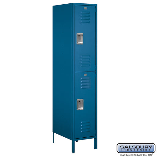 Salsbury 18" Wide Double Tier Standard Metal Locker - 1 Wide - 6 Feet High - 21 Inches Deep - Blue - Unassembled - Sweatfully