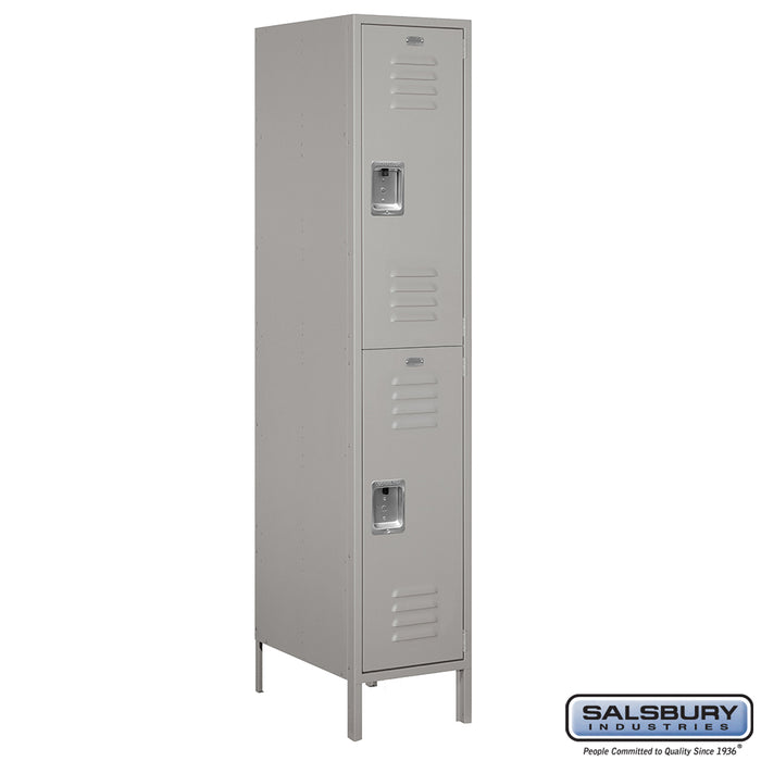 Salsbury 18" Wide Double Tier Standard Metal Locker - 1 Wide - 6 Feet High - 21 Inches Deep - Gray - Assembled - Sweatfully