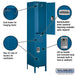 Salsbury 18" Wide Double Tier Standard Metal Locker - 1 Wide - 6 Feet High - 18 Inches Deep - Blue - Unassembled - Sweatfully