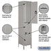 Salsbury 18" Wide Double Tier Standard Metal Locker - 1 Wide - 6 Feet High - 18 Inches Deep - Gray - Assembled - Sweatfully