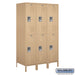 Salsbury 18" Wide Double Tier Standard Metal Locker - 3 Wide - 6 Feet High - 21 Inches Deep - Tan - Unassembled - Sweatfully