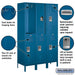 Salsbury 18" Wide Double Tier Standard Metal Locker - 3 Wide - 6 Feet High - 18 Inches Deep - Blue - Unassembled - Sweatfully
