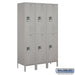Salsbury 18" Wide Double Tier Standard Metal Locker - 3 Wide - 6 Feet High - 18 Inches Deep - Gray - Assembled - Sweatfully