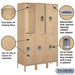 Salsbury 18" Wide Double Tier Standard Metal Locker - 3 Wide - 6 Feet High - 18 Inches Deep - Tan - Assembled - Sweatfully