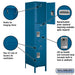 Salsbury 18" Wide Triple Tier Standard Metal Locker - 1 Wide - 6 Feet High - 21 Inches Deep - Blue - Assembled - Sweatfully