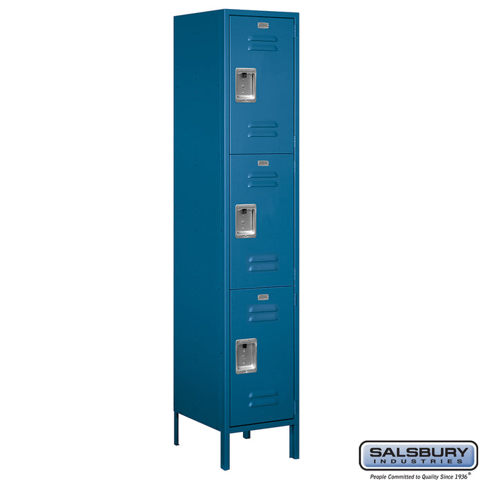 Salsbury 18" Wide Triple Tier Standard Metal Locker - 1 Wide - 6 Feet High - 18 Inches Deep - Blue - Unassembled - Sweatfully