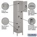 Salsbury 18" Wide Triple Tier Standard Metal Locker - 1 Wide - 6 Feet High - 18 Inches Deep - Gray - Unassembled - Sweatfully