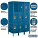 Salsbury 18" Wide Triple Tier Standard Metal Locker - 3 Wide - 6 Feet High - 21 Inches Deep - Blue - Unassembled - Sweatfully