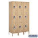 Salsbury 18" Wide Triple Tier Standard Metal Locker - 3 Wide - 6 Feet High - 18 Inches Deep - Tan - Assembled - Sweatfully