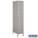 Salsbury 18" Wide Four Tier Standard Metal Locker - 1 Wide - 6 Feet High - 21 Inches Deep - Gray - Assembled - Sweatfully