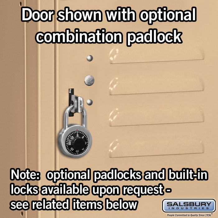 Salsbury 18" Wide Four Tier Standard Metal Locker - 1 Wide - 6 Feet High - 21 Inches Deep - Tan - Assembled - Sweatfully