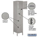 Salsbury 18" Wide Four Tier Standard Metal Locker - 1 Wide - 6 Feet High - 18 Inches Deep - Gray - Assembled - Sweatfully