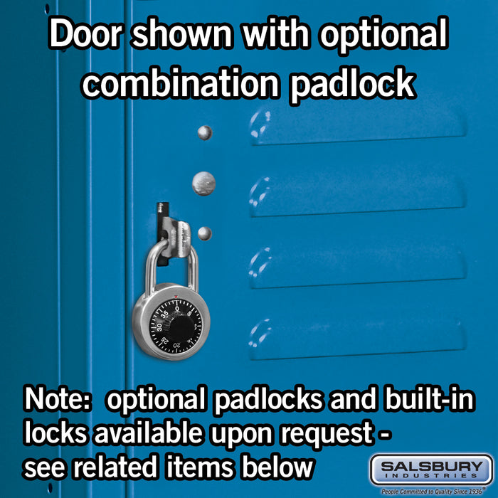 Salsbury 18" Wide Four Tier Standard Metal Locker - 3 Wide - 6 Feet High - 21 Inches Deep - Blue - Unassembled - Sweatfully