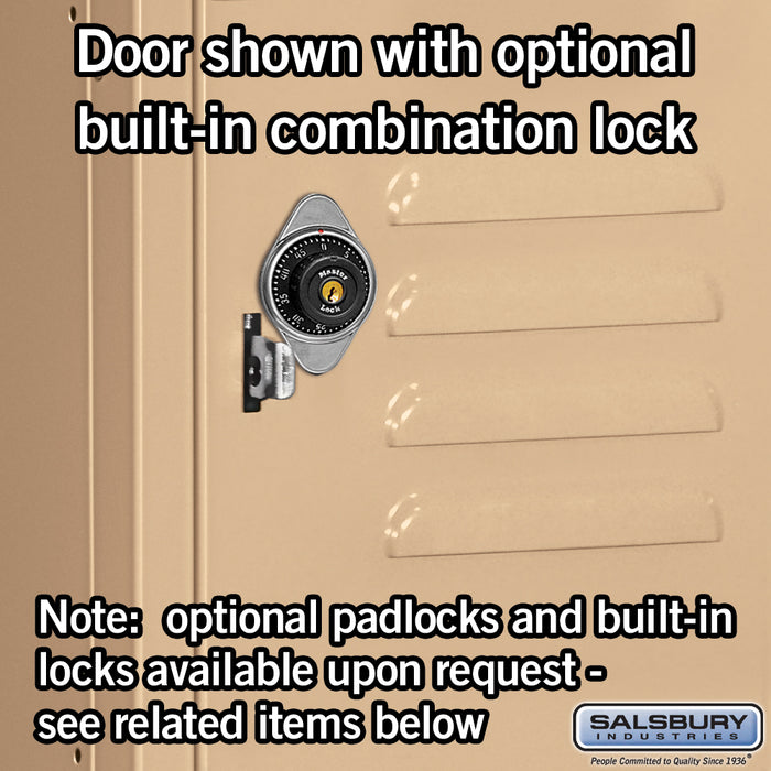 Salsbury 18" Wide Four Tier Standard Metal Locker - 3 Wide - 6 Feet High - 21 Inches Deep - Tan - Unassembled - Sweatfully