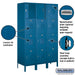Salsbury 18" Wide Four Tier Standard Metal Locker - 3 Wide - 6 Feet High - 18 Inches Deep - Blue - Assembled - Sweatfully