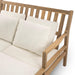Outdoor Daybed, Patio Daybed with Four Pillows, Wooden Outdoor Bed with Curved Armrests for Poolside, Backyard, Garden - Sweatfully