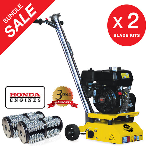 8” Gas Concrete Scarifier Planer Grinder with 5.5 HP Honda Engine Blade Bundle - Sweatfully