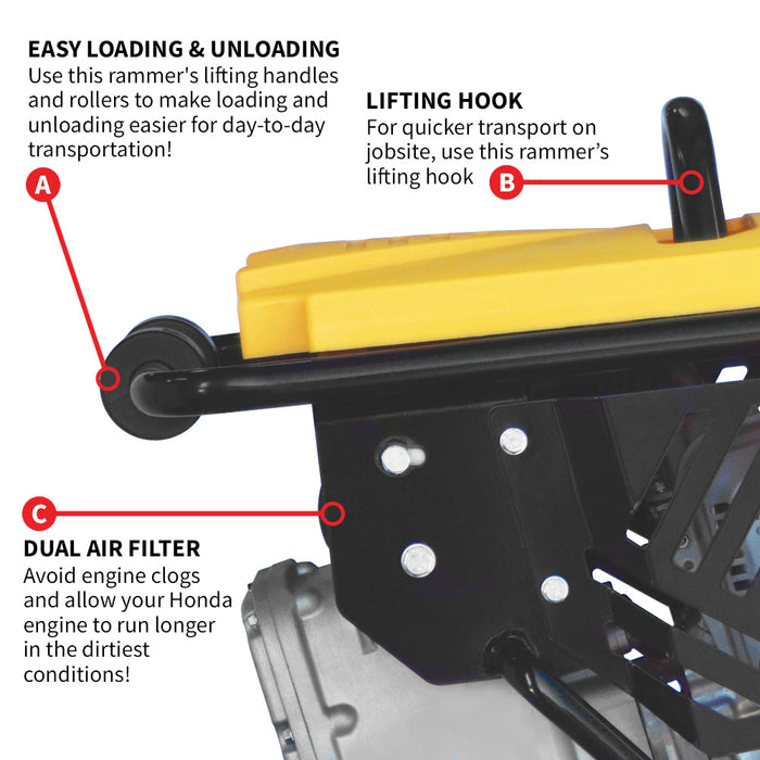 PRE ORDER: 3.6HP Honda Vibratory Rammer Jumping Jack Tamper with Honda GXR120 Engine Impact Force 3,550 lbs/ft - Sweatfully