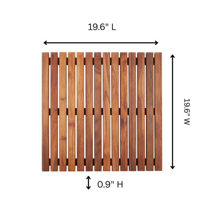 Redfish Oiled Teak Shower and Bath Mat 19.6″ x 19.6″ - Sweatfully