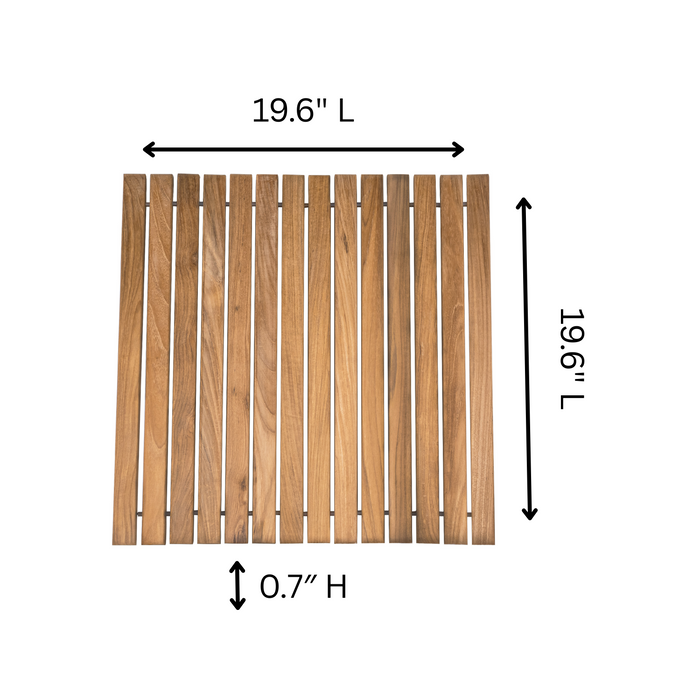 Bahama Teak Shower and Bath String Mat with Rubber Footing 19.6″ x 19.6″ - Sweatfully