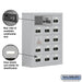 Salsbury Surface Mounted Cell Phone Storage Locker with 15 A Doors (14 usable) in Aluminum - Resettable Combination Locks - Sweatfully