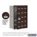 Salsbury Recessed Mounted Cell Phone Storage Locker with 15 A Doors (14 usable) in Bronze - Keyed Locks - Sweatfully