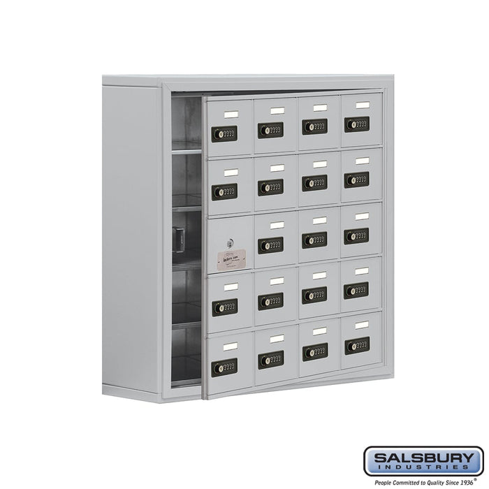 Salsbury Surface Mounted Cell Phone Storage Locker with 20 A Doors (19 usable) in Aluminum - Resettable Combination Locks - Sweatfully