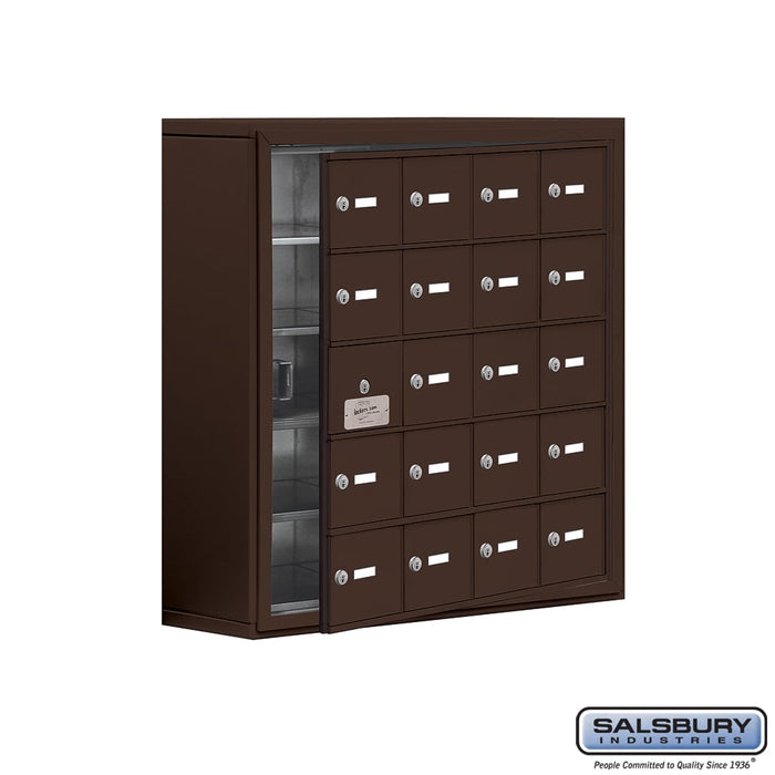 Salsbury Surface Mounted Cell Phone Storage Locker with 20 A Doors (19 usable) in Bronze - Keyed Locks - Sweatfully