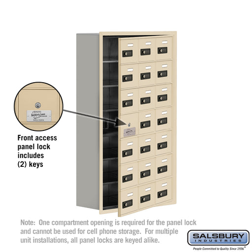 Salsbury Recessed Mounted Cell Phone Storage Locker with 21 A Doors (20 usable) in Sandstone - Resettable Combination Locks - Sweatfully