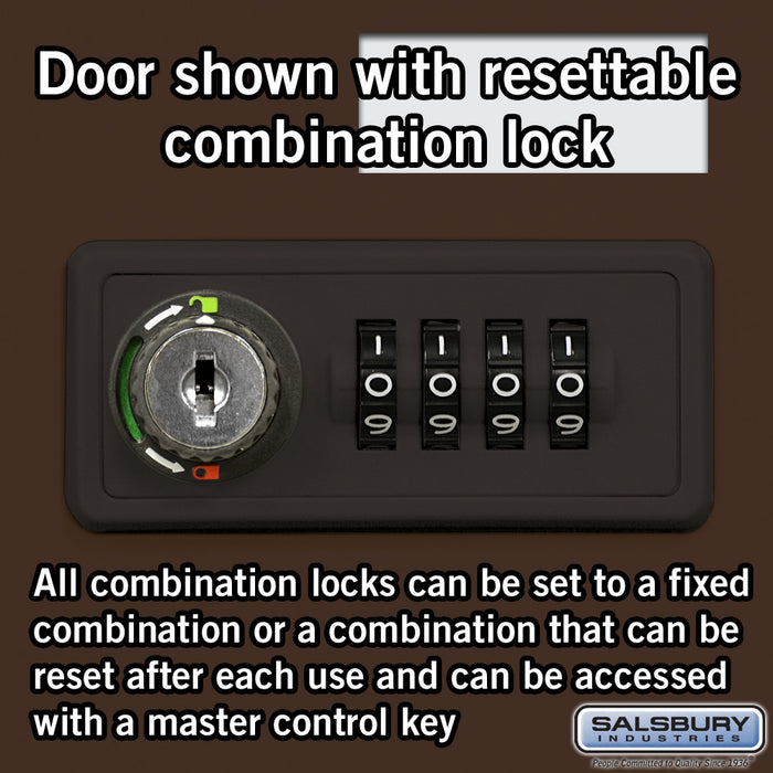 Salsbury Recessed Mounted Cell Phone Storage Locker with 28 A Doors (27 usable) in Bronze - Resettable Combination Locks - Sweatfully