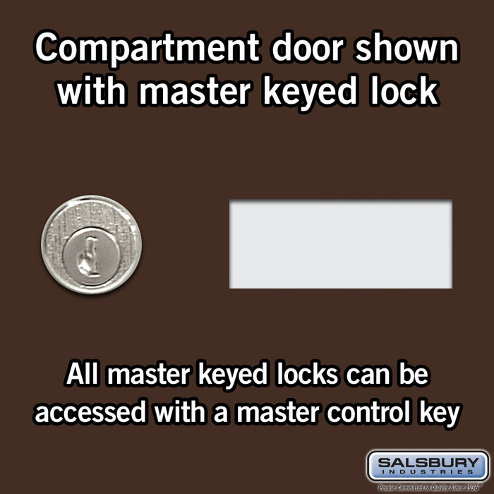 Salsbury Recessed Mounted Cell Phone Storage Locker with 35 A Doors (34 usable) in Bronze - Keyed Locks - Sweatfully