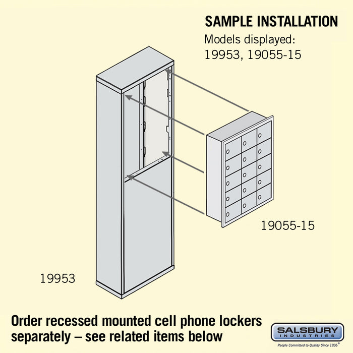Salsbury Free-Standing Enclosure for #19158-15 - Recessed Mounted Cell Phone Lockers - Aluminum - Sweatfully