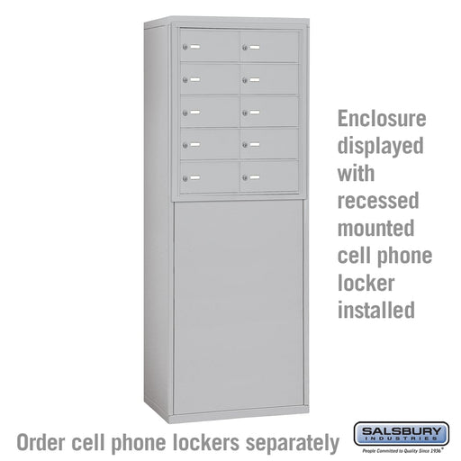 Salsbury Free-Standing Enclosure for #19158-16 and #19158-20 - Recessed Mounted Cell Phone Lockers - Aluminum - Sweatfully