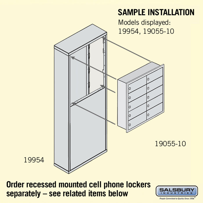 Salsbury Free-Standing Enclosure for #19158-16 and #19158-20 - Recessed Mounted Cell Phone Lockers - Bronze - Sweatfully
