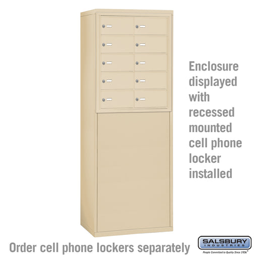 Salsbury Free-Standing Enclosure for #19158-16 and #19158-20 - Recessed Mounted Cell Phone Lockers - Sandstone - Sweatfully