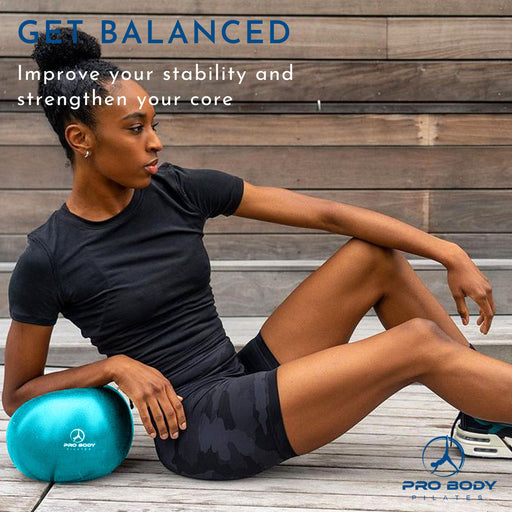 9 Inch Small Exercise Ball for Stability, Barre, Pilates, Yoga, and Balance (Electric Blues) - Sweatfully
