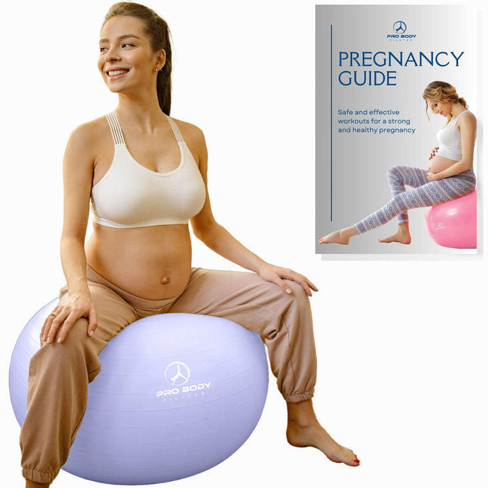 Pregnancy Ball for Maternity, Labor and Birth.  Includes Pregnancy Guide.  (Lilac) - Sweatfully