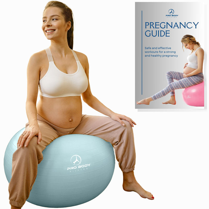 Pregnancy Ball for Maternity, Labor and Birth.  Includes Pregnancy Guide.  (Mist) - Sweatfully