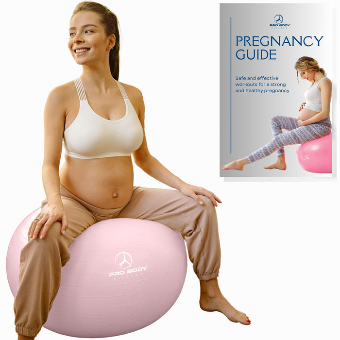 Pregnancy Ball for Maternity, Labor and Birth.  Includes Pregnancy Guide.  (Rose) - Sweatfully