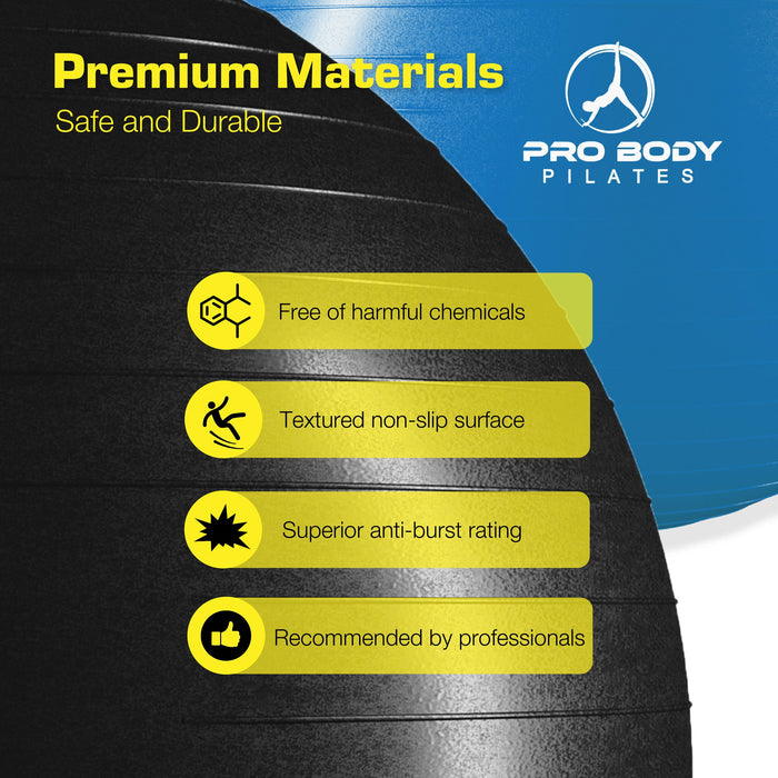 Yoga Ball for Pregnancy, Fitness, Balance, Workout at Home, Office and Physical Therapy (Black) - Sweatfully