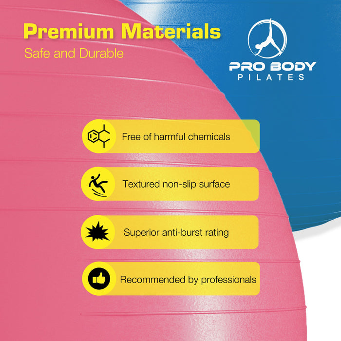 Yoga Ball for Pregnancy, Fitness, Balance, Workout at Home, Office and Physical Therapy (Pink) - Sweatfully