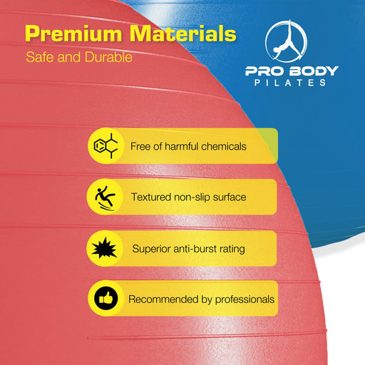 Yoga Ball for Pregnancy, Fitness, Balance, Workout at Home, Office and Physical Therapy (Red) - Sweatfully