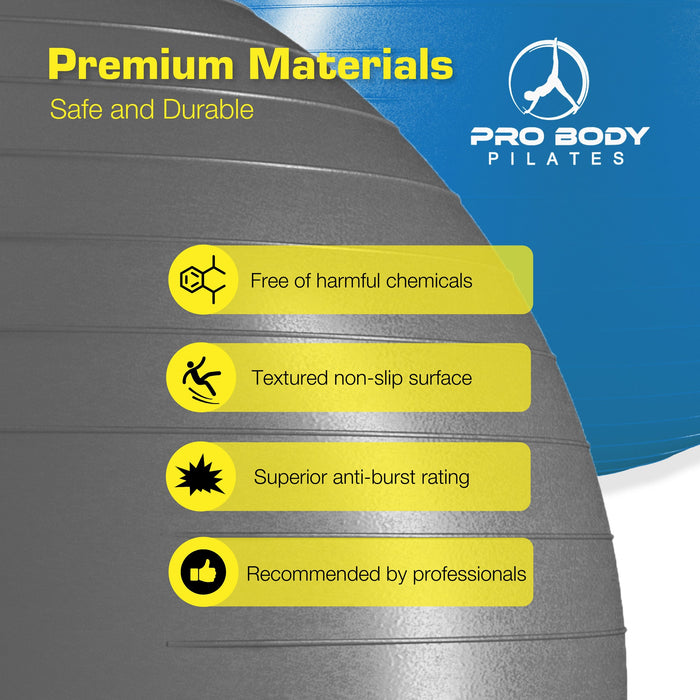 Yoga Ball for Pregnancy, Fitness, Balance, Workout at Home, Office and Physical Therapy (Silver) - Sweatfully