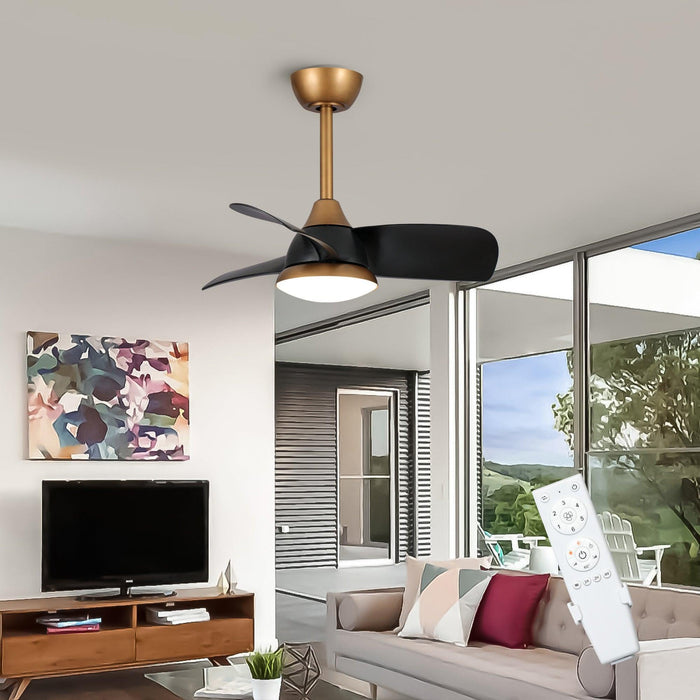 28" Modern DC Motor Downrod Mount Reversible Ceiling Fan with LED Lighting and Remote Control - Sweatfully