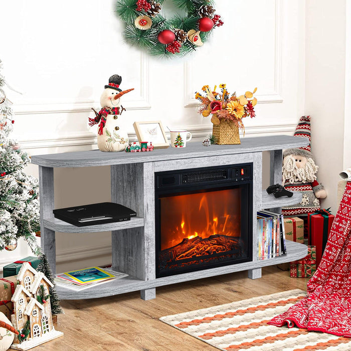 Decorative Modern 48" TV Stand with 18" Insert Electric Fireplace - Sweatfully