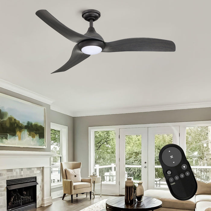 52" Industrial DC Motor Downrod Mount Reversible Ceiling Fan with LED Lighting and Remote Control - Sweatfully